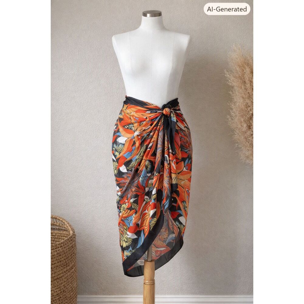 Vintage 70s 80s Burdines Sunshine Fashions Italian Cotton Scarf Sarong 48x62